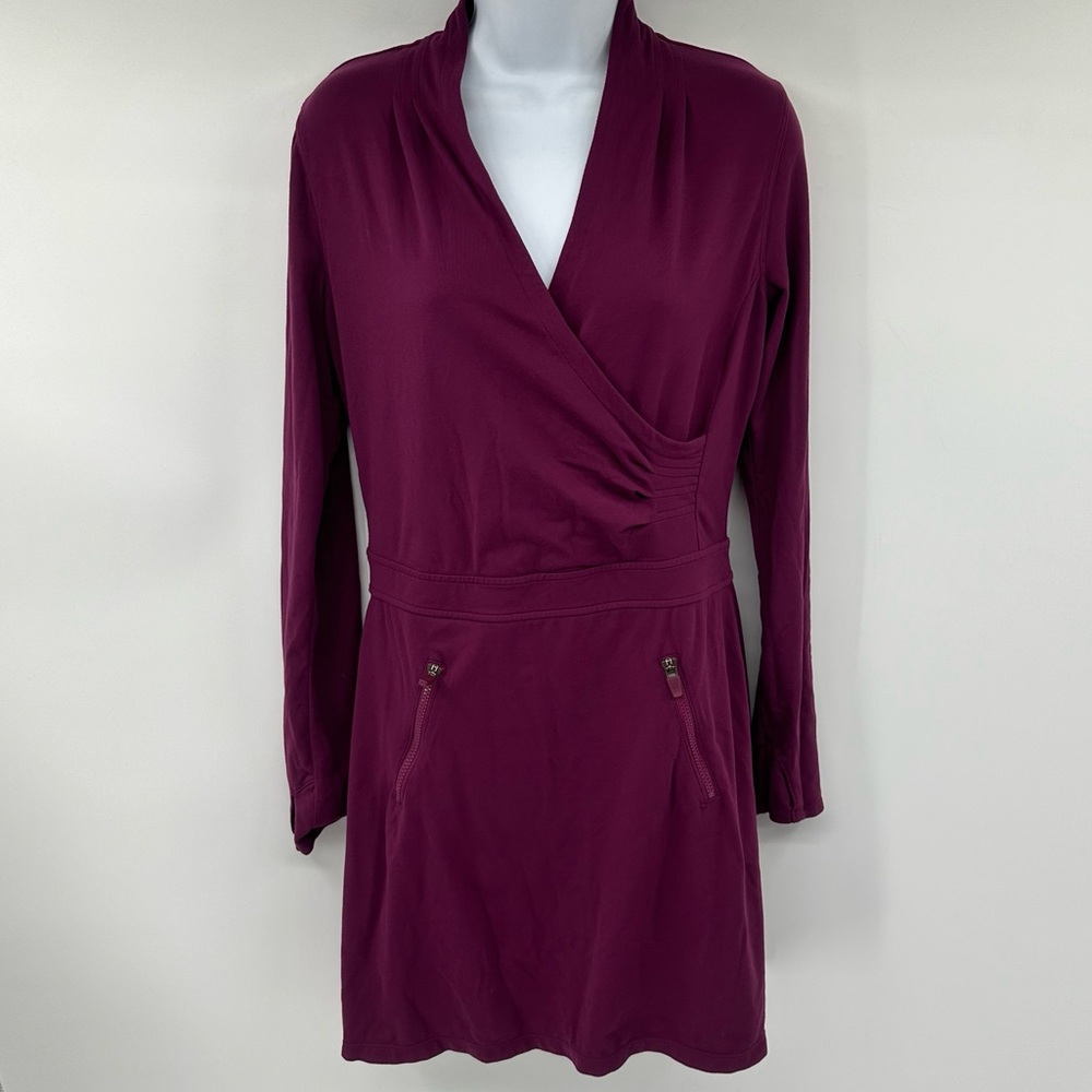 Athleta Merlot Purple Colored Long Sleeve Athletic Dress Size Small